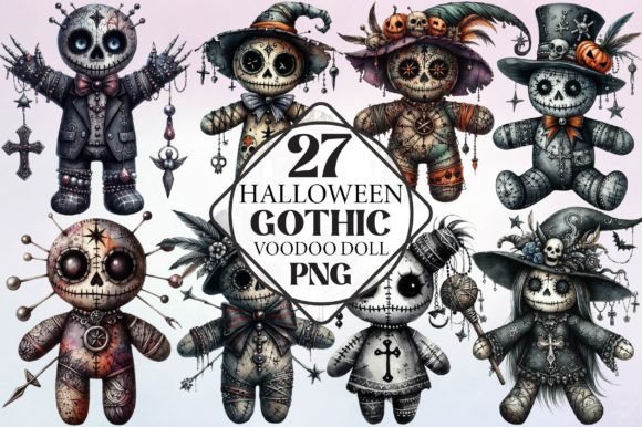 Download Watercolor Halloween Gothic Voodoo Doll - Doll Collection