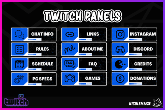 Download Twitch Panels Blue Twitch Overlays - Panel Collection