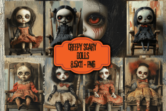 Download Creepy Spooky Doll Digital Papers - Doll Collection