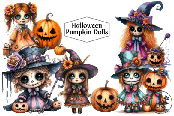 Download Halloween Pumpkin Dolls - Clip Art - Doll Collection