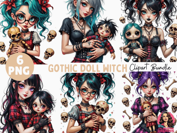 Download Gothic Doll Witch | 6 PNG Bundle - Doll Collection
