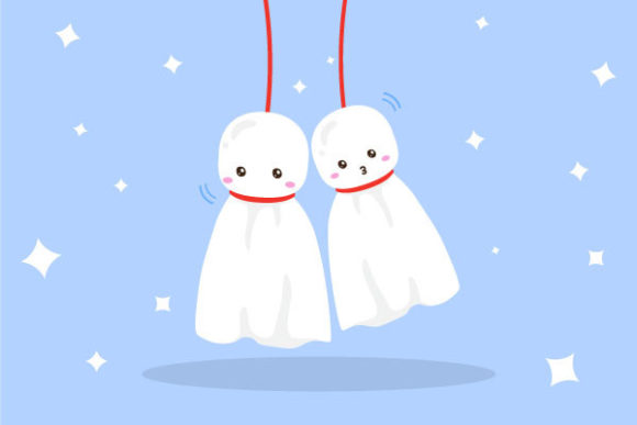 Download Cute Japanese Rain Doll Illustration - Doll Collection