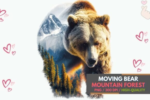 Download Walking Bear Double Exposure Wildlife - Wildlife Collection