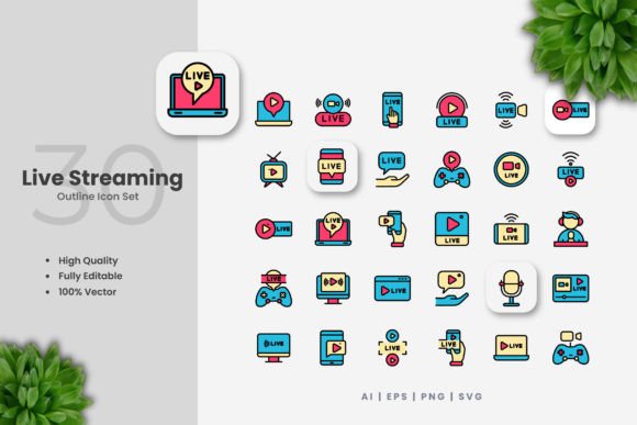 Download Live Streaming Colored Icons - Icons Collection