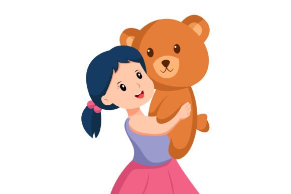 Download Little Girl with Big Doll Illustration - Doll Collection