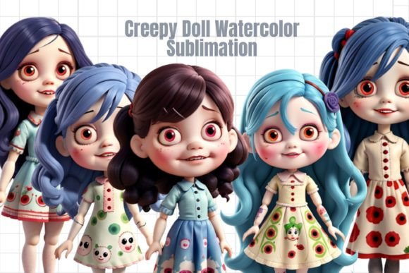 Download Creepy Doll Watercolor Sublimation - Creepy doll Collection