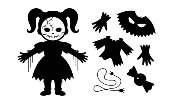 Download Spooky Doll Silhouette with Halloween - Doll Collection