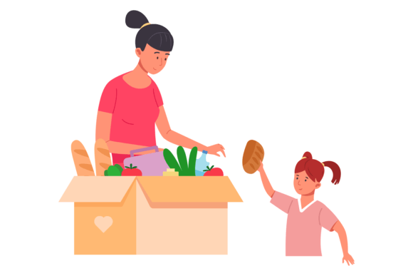 Download Food Charity. Kid Donate Grocery in Soci - Food Collection