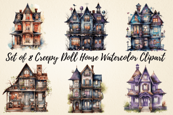 Download Creepy Doll House Watercolor Clipart - Creepy doll Collection