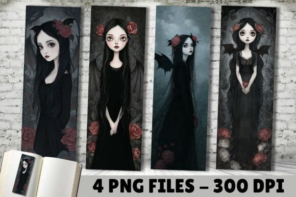 Download Gothic Doll Horror Rose Wings Bookmark - Doll Collection