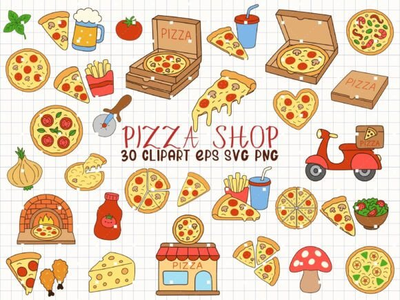 Download Pizza Svg Bundle, Food Clipart Doodle - Food Collection