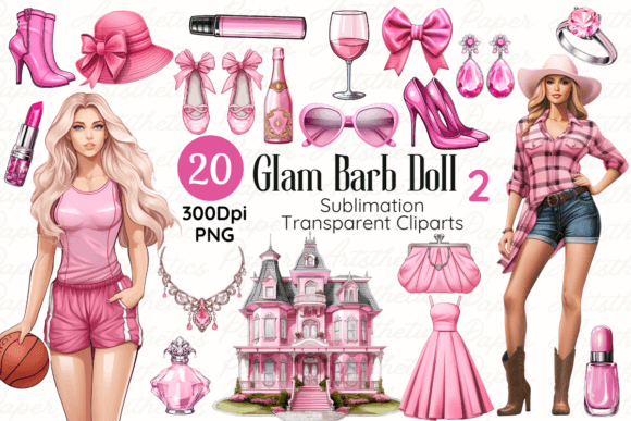 Download Glam Barbi-e Doll Sublimation Cliparts - Doll Collection